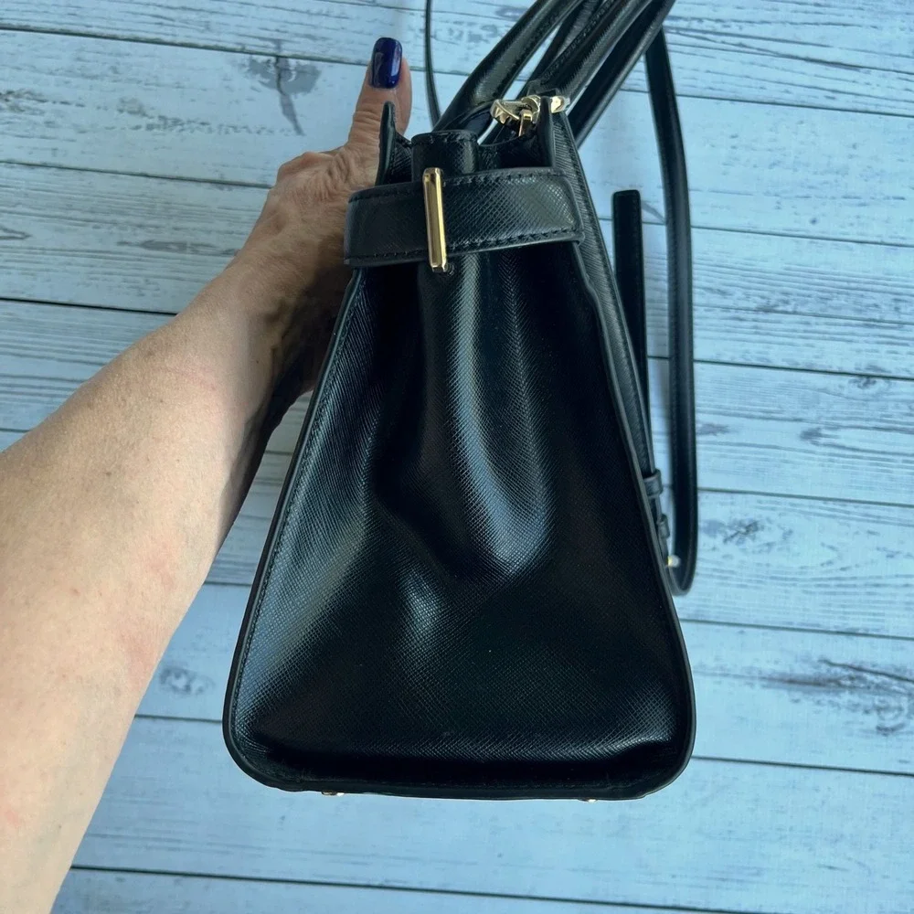 Kate Spade Black Saffiano Classic Designer Leather Satchel Crossbody Luxury Bag
